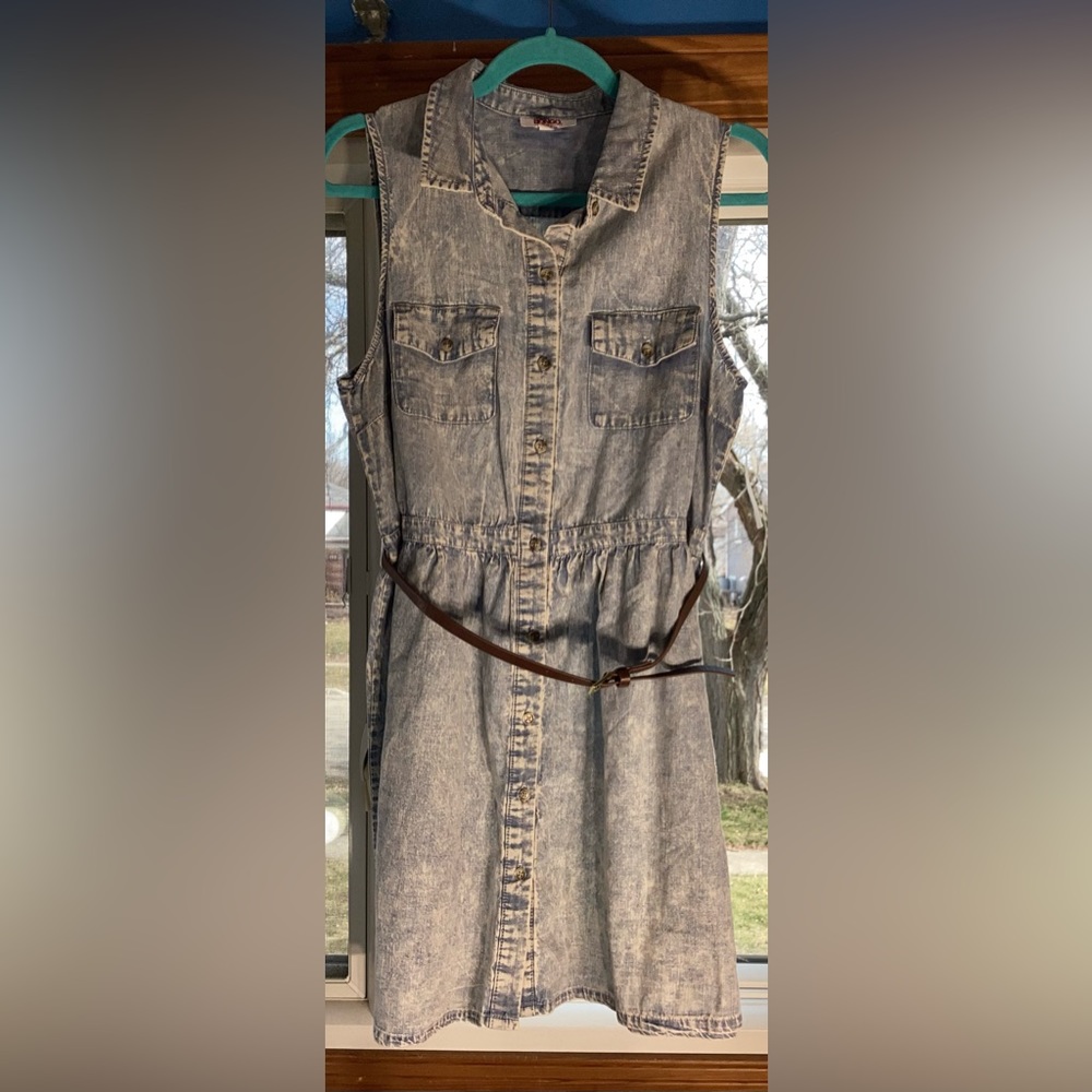 Bongo Light Denim Belted Dress Size XL